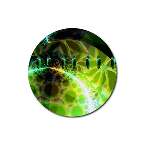 Dawn Of Time, Abstract Lime & Gold Emerge Drink Coaster (Round) from ArtsNow.com Front