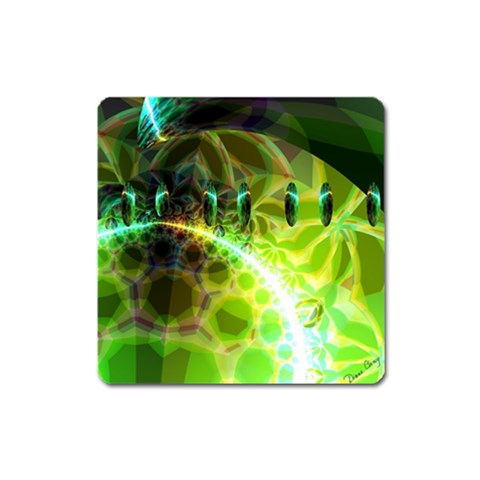 Dawn Of Time, Abstract Lime & Gold Emerge Magnet (Square) from ArtsNow.com Front