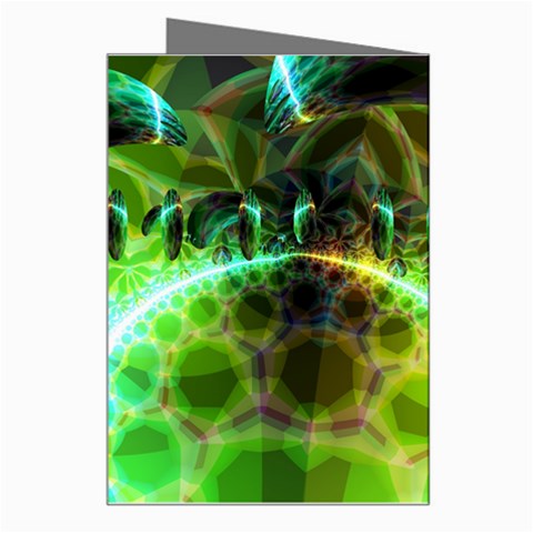 Dawn Of Time, Abstract Lime & Gold Emerge Greeting Card from ArtsNow.com Right