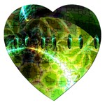 Dawn Of Time, Abstract Lime & Gold Emerge Jigsaw Puzzle (Heart)