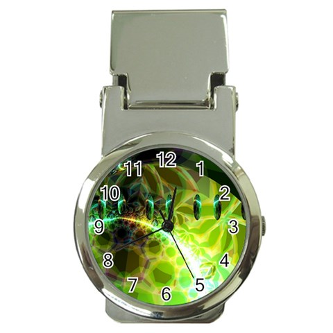 Dawn Of Time, Abstract Lime & Gold Emerge Money Clip with Watch from ArtsNow.com Front