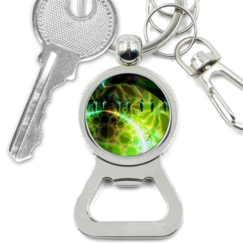 Dawn Of Time, Abstract Lime & Gold Emerge Bottle Opener Key Chain from ArtsNow.com Front