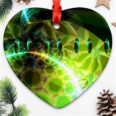 Dawn Of Time, Abstract Lime & Gold Emerge Heart Ornament (Two Sides) from ArtsNow.com Front