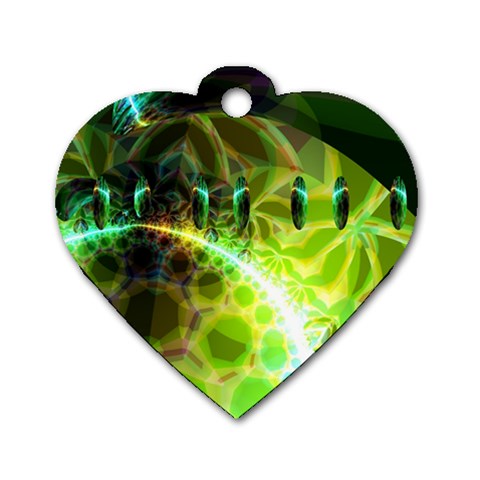 Dawn Of Time, Abstract Lime & Gold Emerge Dog Tag Heart (Two Sided) from ArtsNow.com Front