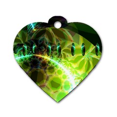 Dawn Of Time, Abstract Lime & Gold Emerge Dog Tag Heart (Two Sided) from ArtsNow.com Back