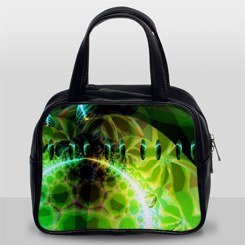 Dawn Of Time, Abstract Lime & Gold Emerge Classic Handbag (Two Sides) from ArtsNow.com Front