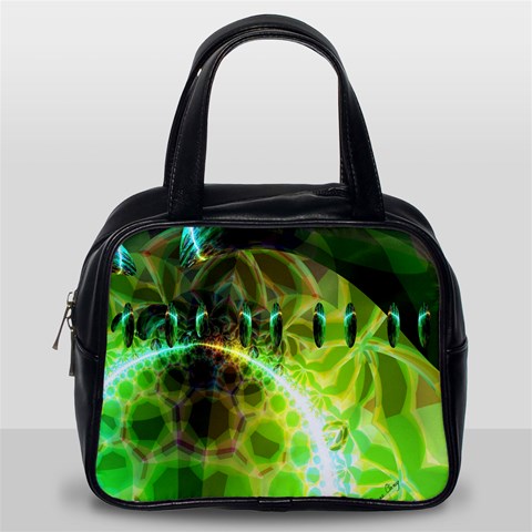 Dawn Of Time, Abstract Lime & Gold Emerge Classic Handbag (Two Sides) from ArtsNow.com Back