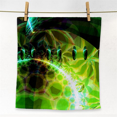 Dawn Of Time, Abstract Lime & Gold Emerge Face Towel from ArtsNow.com Front