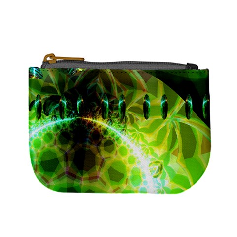 Dawn Of Time, Abstract Lime & Gold Emerge Coin Change Purse from ArtsNow.com Front