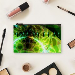 Dawn Of Time, Abstract Lime & Gold Emerge Cosmetic Bag (Small) from ArtsNow.com Front