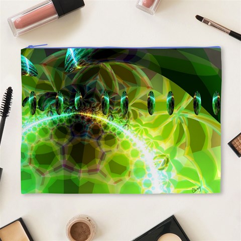 Dawn Of Time, Abstract Lime & Gold Emerge Cosmetic Bag (XL) from ArtsNow.com Front