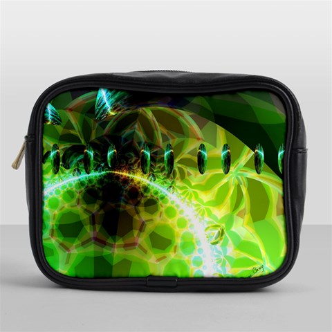 Dawn Of Time, Abstract Lime & Gold Emerge Mini Travel Toiletry Bag (One Side) from ArtsNow.com Front