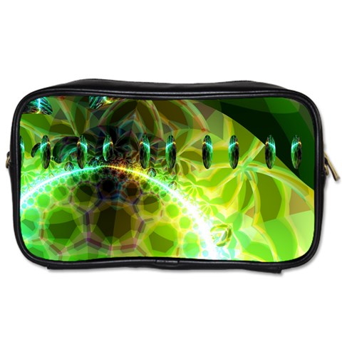 Dawn Of Time, Abstract Lime & Gold Emerge Travel Toiletry Bag (One Side) from ArtsNow.com Front