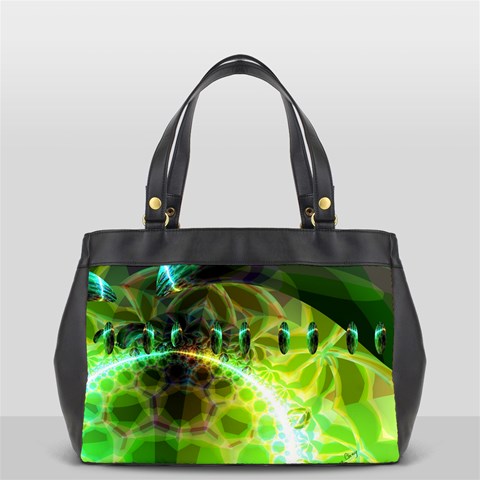 Dawn Of Time, Abstract Lime & Gold Emerge Oversize Office Handbag (One Side) from ArtsNow.com Front