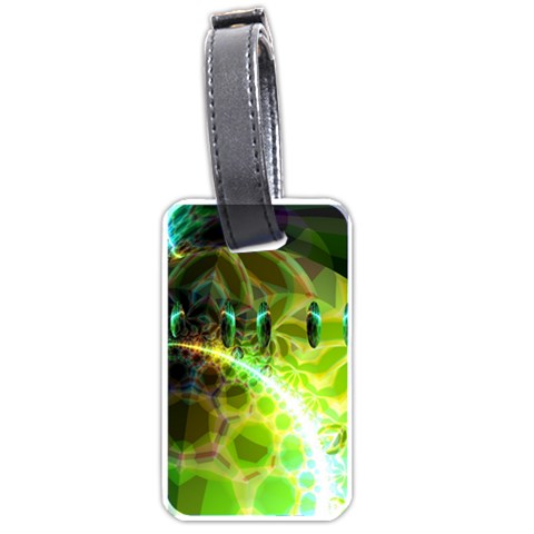 Dawn Of Time, Abstract Lime & Gold Emerge Luggage Tag (One Side) from ArtsNow.com Front