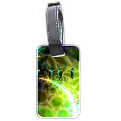 Dawn Of Time, Abstract Lime & Gold Emerge Luggage Tag (Two Sides) from ArtsNow.com Front