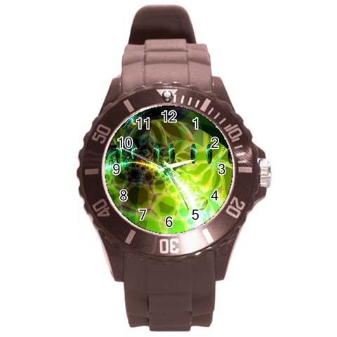 Dawn Of Time, Abstract Lime & Gold Emerge Plastic Sport Watch (Large) from ArtsNow.com Front