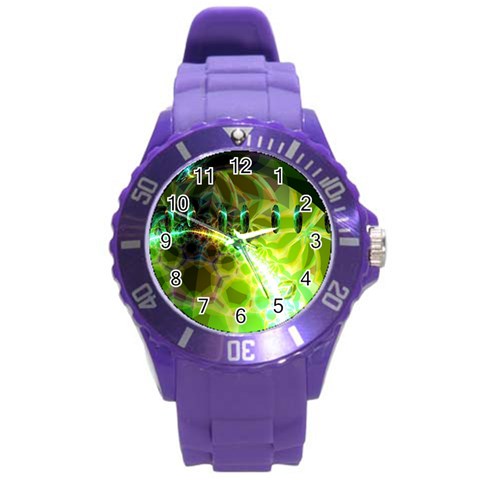 Dawn Of Time, Abstract Lime & Gold Emerge Plastic Sport Watch (Large) from ArtsNow.com Front