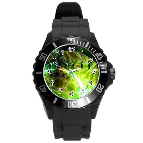 Dawn Of Time, Abstract Lime & Gold Emerge Plastic Sport Watch (Large) from ArtsNow.com Front