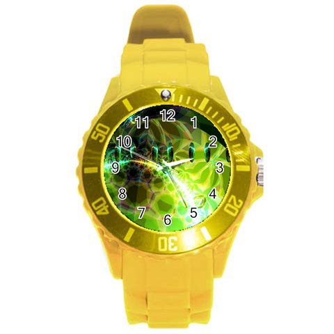 Dawn Of Time, Abstract Lime & Gold Emerge Plastic Sport Watch (Large) from ArtsNow.com Front