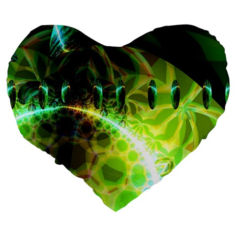 Dawn Of Time, Abstract Lime & Gold Emerge 19  Premium Heart Shape Cushion from ArtsNow.com Back