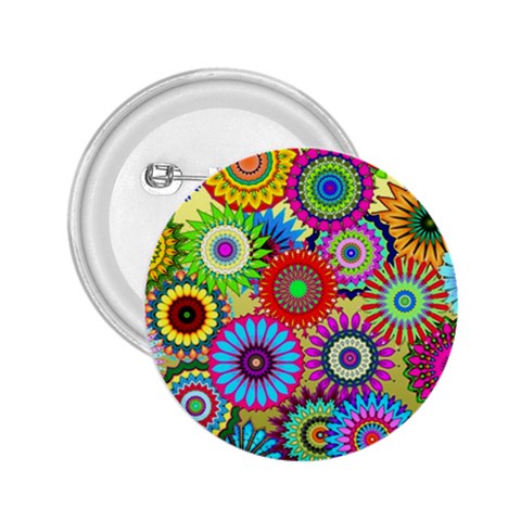 Psychedelic Flowers 2.25  Button from ArtsNow.com Front