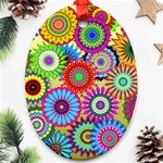 Psychedelic Flowers Oval Ornament