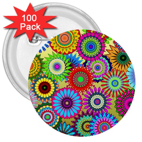 Psychedelic Flowers 3  Button (100 pack) from ArtsNow.com Front