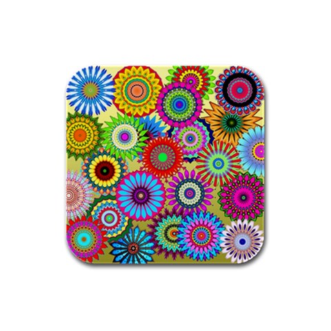 Psychedelic Flowers Drink Coasters 4 Pack (Square) from ArtsNow.com Front