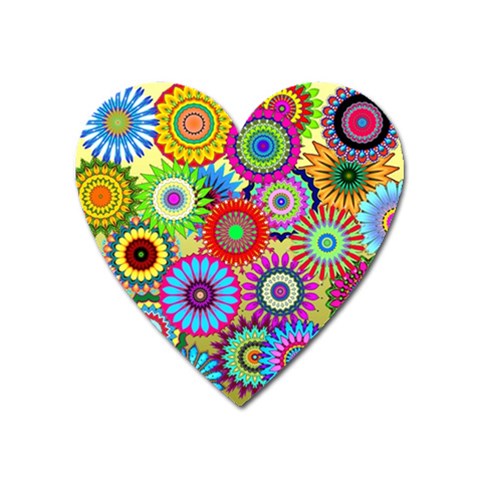 Psychedelic Flowers Magnet (Heart) from ArtsNow.com Front