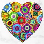 Psychedelic Flowers Jigsaw Puzzle (Heart)