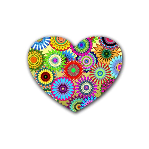 Psychedelic Flowers Drink Coasters 4 Pack (Heart)  from ArtsNow.com Front