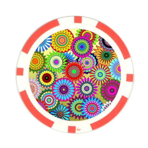 Psychedelic Flowers Poker Chip from ArtsNow.com Front