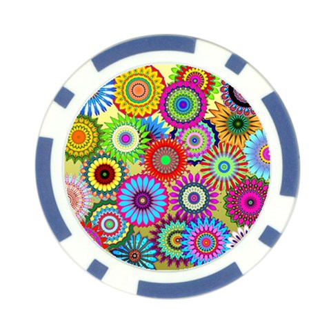 Psychedelic Flowers Poker Chip from ArtsNow.com Front