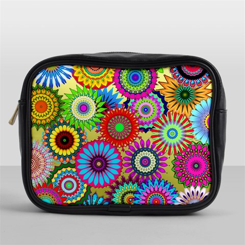 Psychedelic Flowers Mini Travel Toiletry Bag (One Side) from ArtsNow.com Front