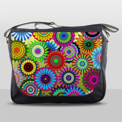 Psychedelic Flowers Messenger Bag from ArtsNow.com Front