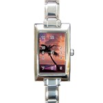 Sunset At The Beach Rectangular Italian Charm Watch