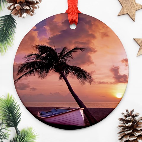 Sunset At The Beach Round Ornament (Two Sides) from ArtsNow.com Front