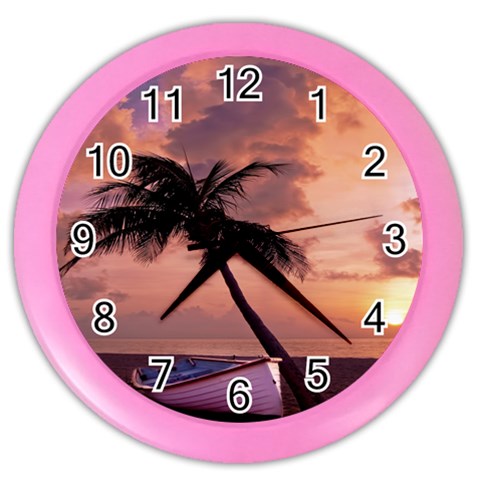 Sunset At The Beach Wall Clock (Color) from ArtsNow.com Front