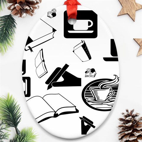 Books And Coffee Oval Ornament (Two Sides) from ArtsNow.com Back