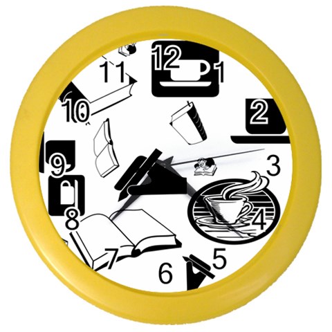 Books And Coffee Wall Clock (Color) from ArtsNow.com Front