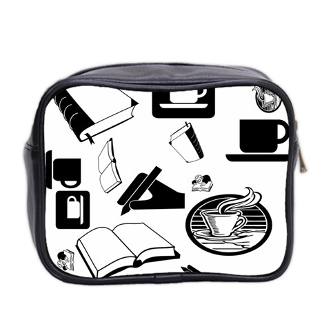 Books And Coffee Mini Travel Toiletry Bag (Two Sides) from ArtsNow.com Back