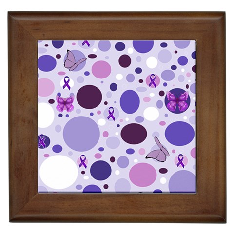 Purple Awareness Dots Framed Ceramic Tile from ArtsNow.com Front