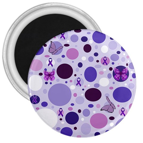 Purple Awareness Dots 3  Button Magnet from ArtsNow.com Front