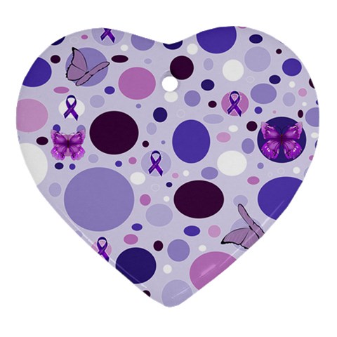 Purple Awareness Dots Heart Ornament from ArtsNow.com Front