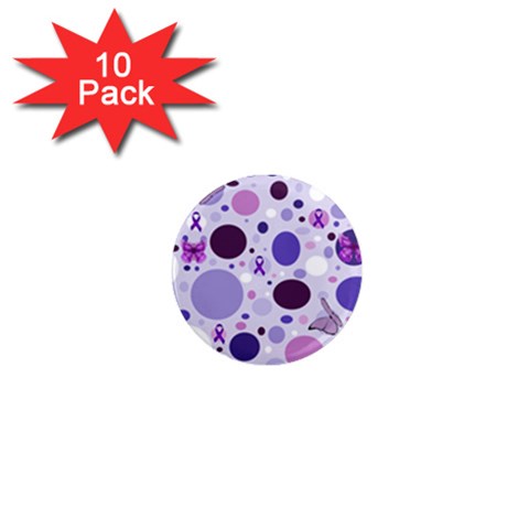 Purple Awareness Dots 1  Mini Button Magnet (10 pack) from ArtsNow.com Front