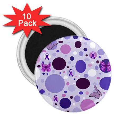 Purple Awareness Dots 2.25  Button Magnet (10 pack) from ArtsNow.com Front