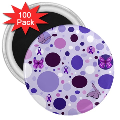 Purple Awareness Dots 3  Button Magnet (100 pack) from ArtsNow.com Front