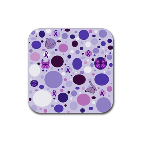 Purple Awareness Dots Drink Coaster (Square) from ArtsNow.com Front