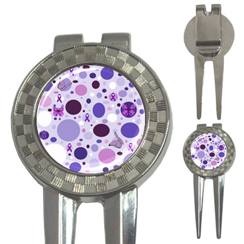 Purple Awareness Dots Golf Pitchfork & Ball Marker from ArtsNow.com Front